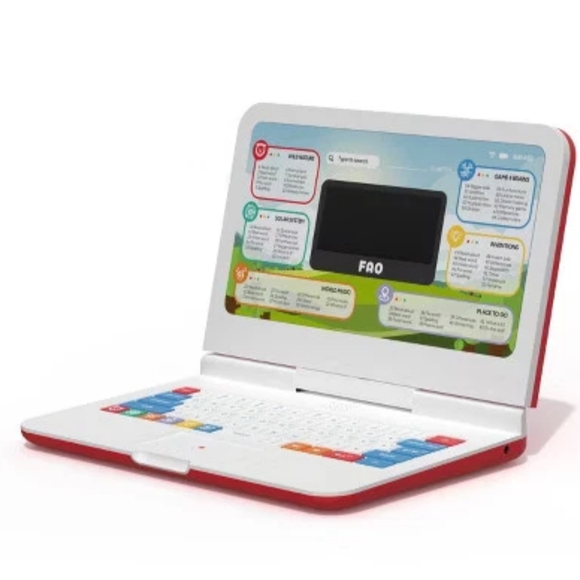 NIB FAO Schwarz Teach & Talk Exploration Laptop - Red and White - Picture 2 of 5